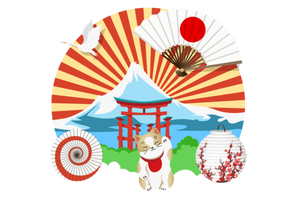 Download Japanese Culture Symbols in Round Shape. - Japanese culture Collection