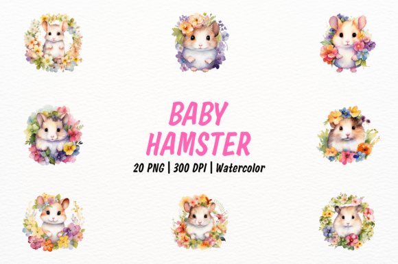 Download Happy Baby Hamster with Floral Flowers - Premium Bundle