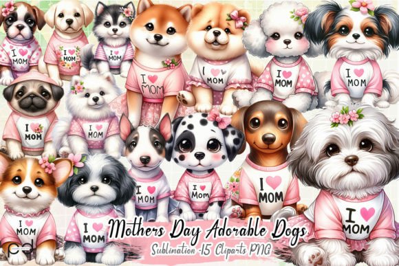 Download Mothers Day Adorable Dogs Clipart PNG - Mothers day Collection