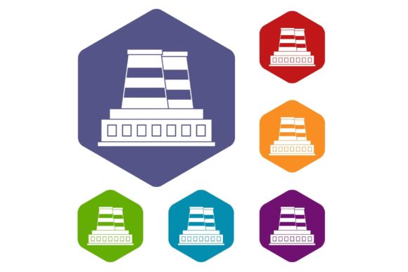 Download Manufacturing Plant Icons Set Hexagon - Manufacturing plant Collection